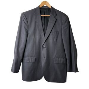 Saks Fifth Avenue Ermenegildo Zegna Mens Blazer 42S Grey Wool Sport Coat Stripe